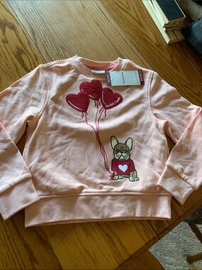 Scotch & Soda Pink Sweatshirt with Red Heart Balloon Appliqué
